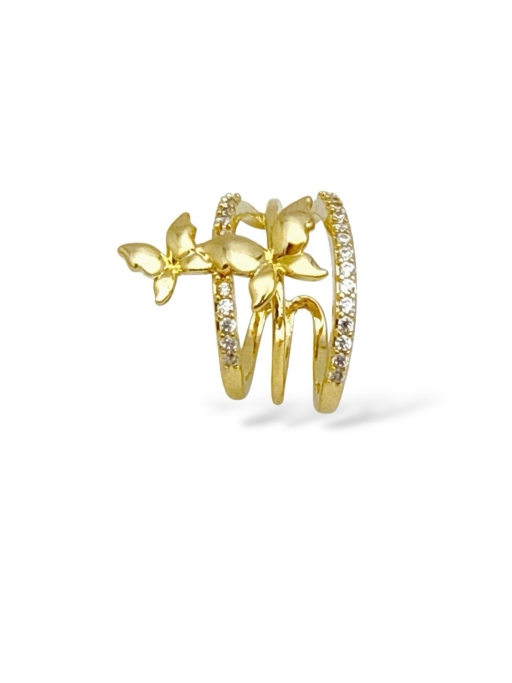 Butterfly Ear Cuff Gold Plated Real Zirconia - Picture 4 of 10
